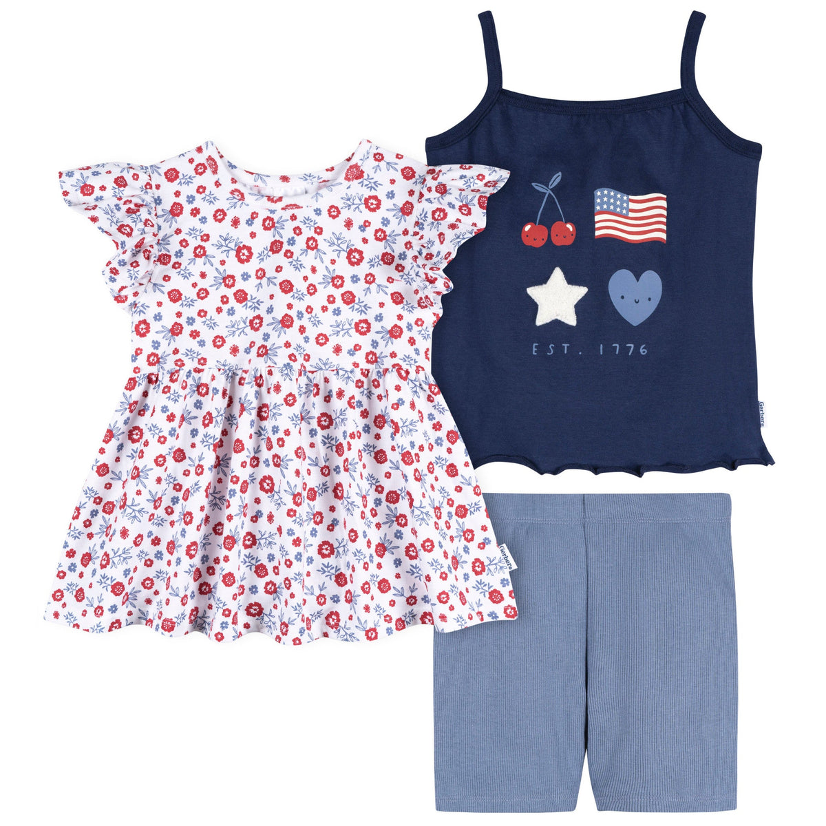 3-Piece Infant & Toddler Girls Usa T-Shirts & Shorts