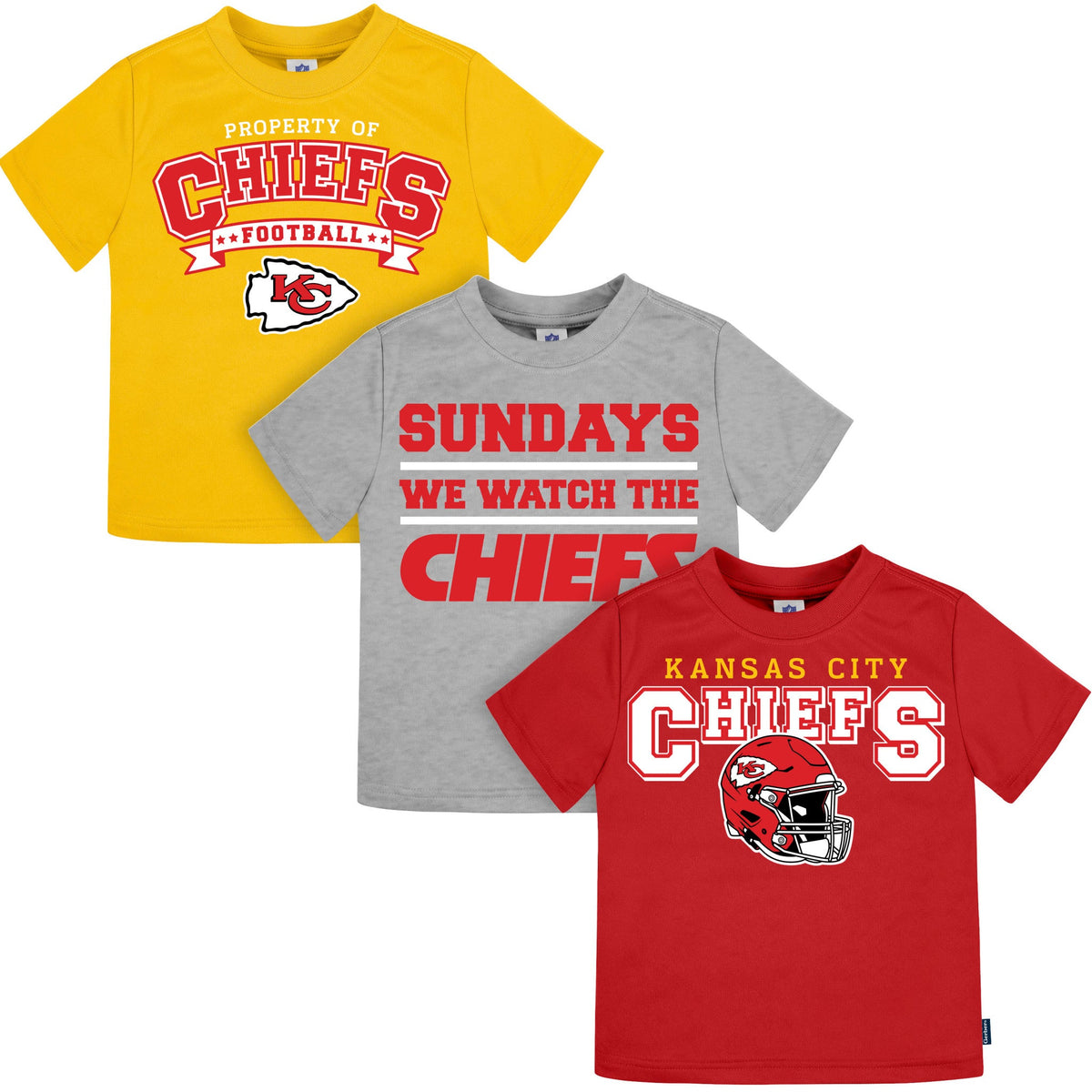 3-Pack Infant & Toddler Neutral Kansas City Chiefs T-Shirts