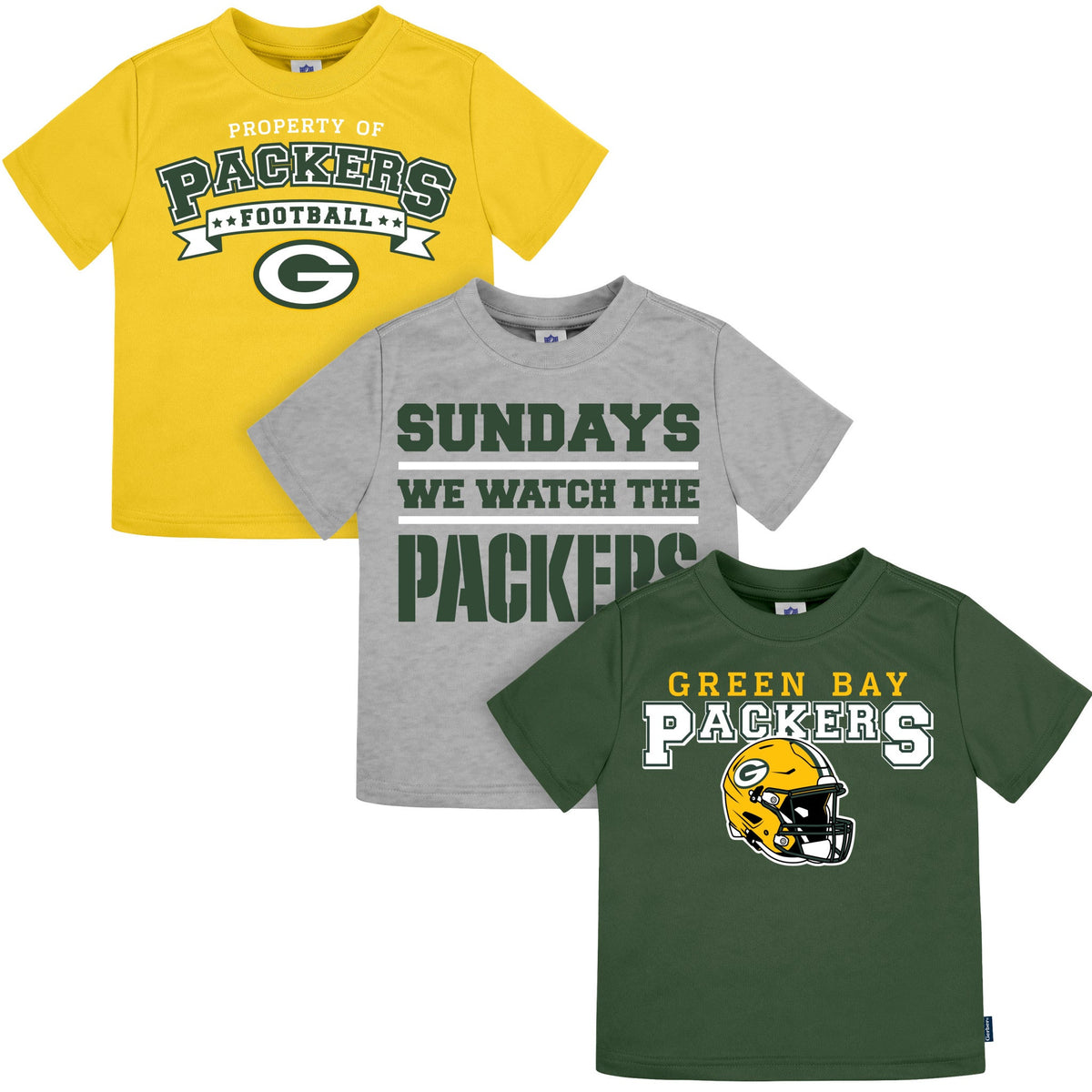 3-Pack Infant & Toddler Neutral Green Bay Packers T-Shirts