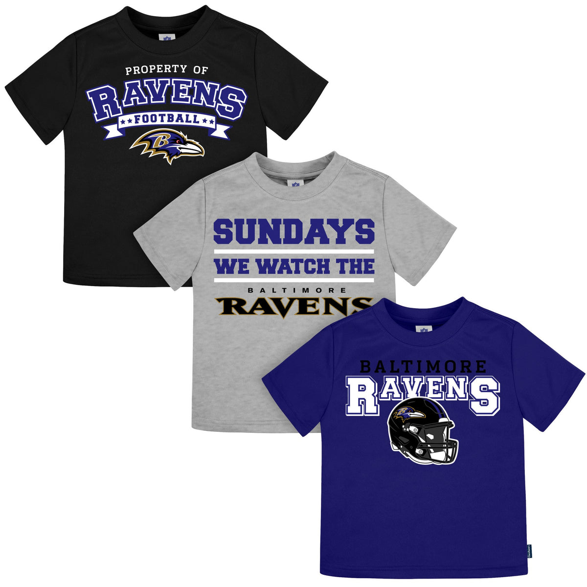 3-Pack Infant & Toddler Neutral Baltimore Ravens T-Shirts