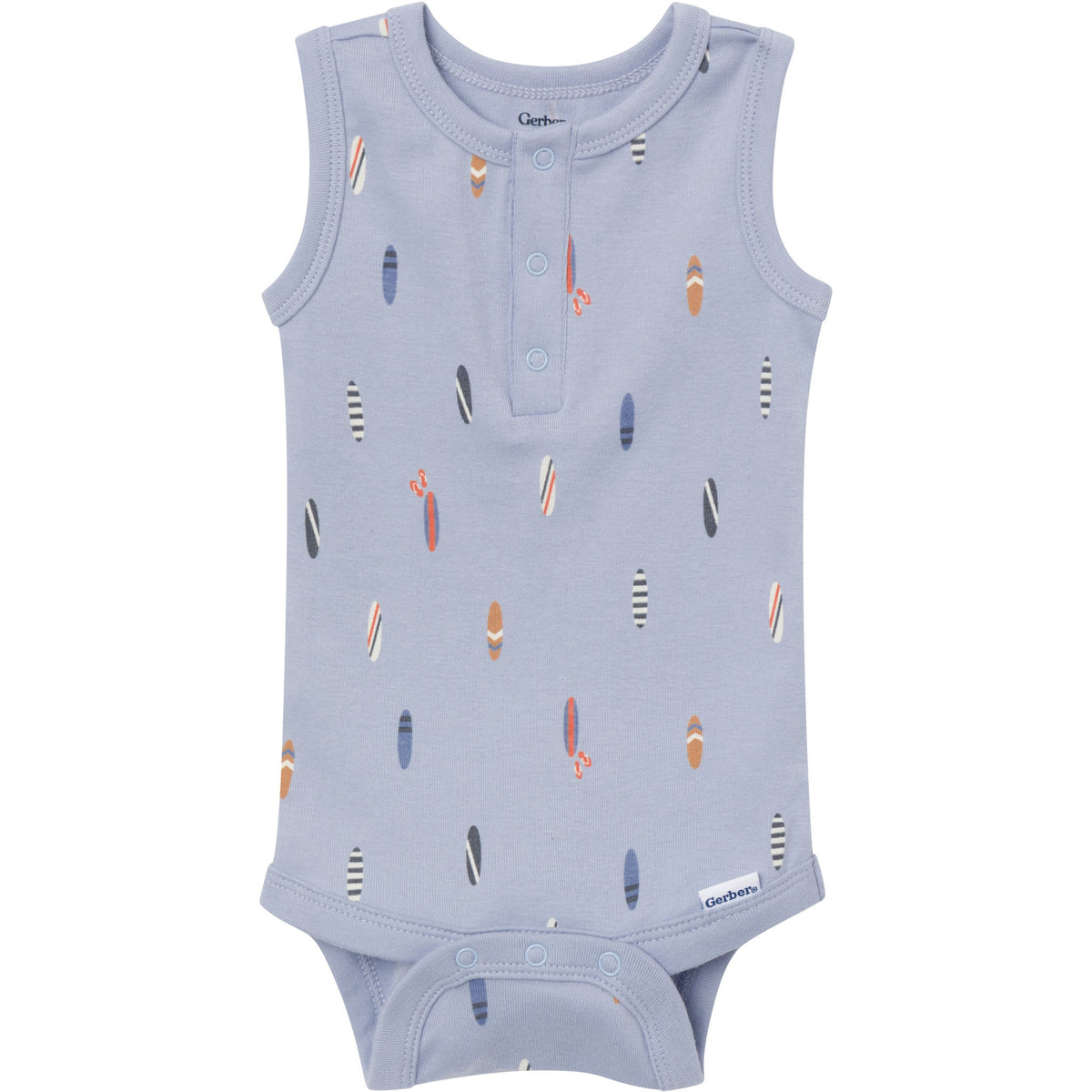 4-Pack Baby Boys Surfer Dude Sleeveless Bodysuits-Gerber Childrenswear Wholesale