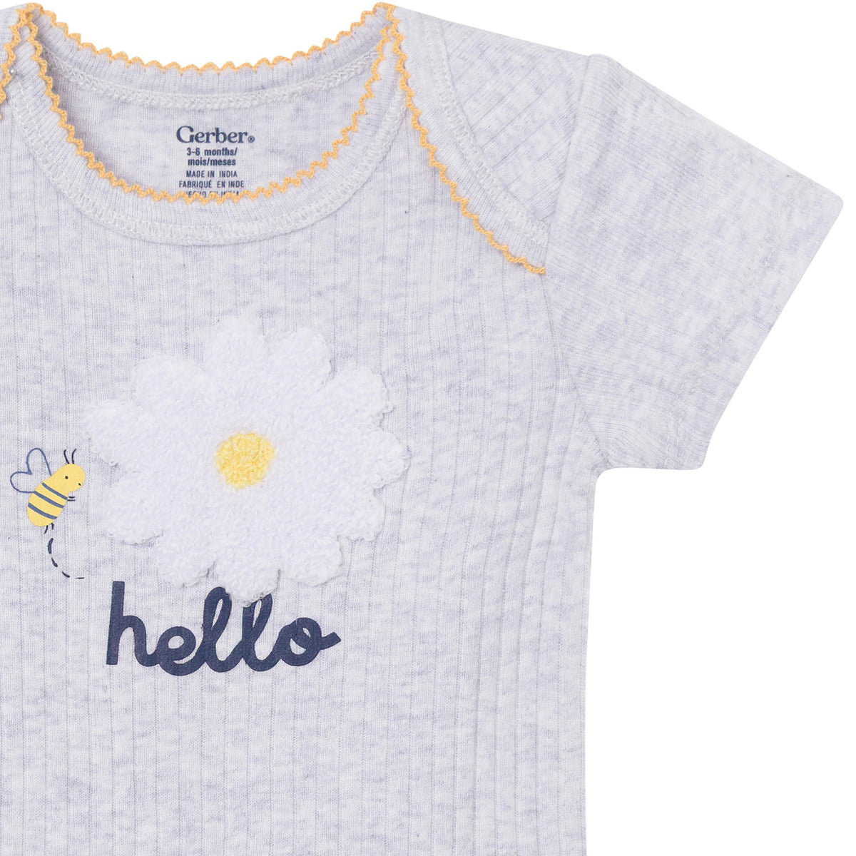 4-Pack Baby Girls Bee Flower Garden Short Sleeve Bodysuits-Gerber Childrenswear Wholesale