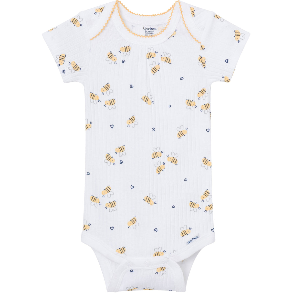 4-Pack Baby Girls Bee Flower Garden Short Sleeve Bodysuits-Gerber Childrenswear Wholesale