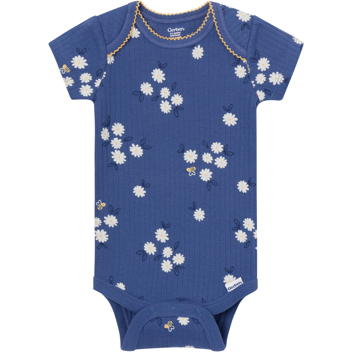 4-Pack Baby Girls Bee Flower Garden Short Sleeve Bodysuits-Gerber Childrenswear Wholesale