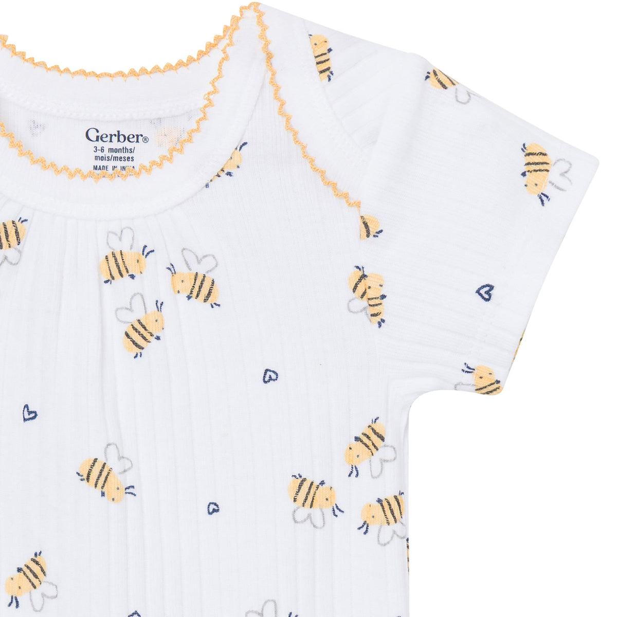 4-Pack Baby Girls Bee Flower Garden Short Sleeve Bodysuits-Gerber Childrenswear Wholesale