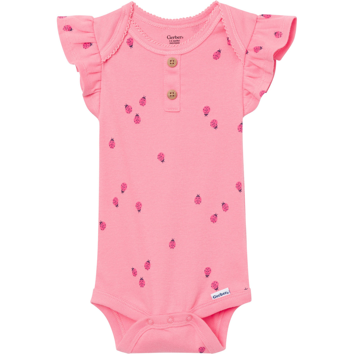 4-Pack Baby Girls Ladybug Pink Short Sleeve Bodysuits-Gerber Childrenswear Wholesale