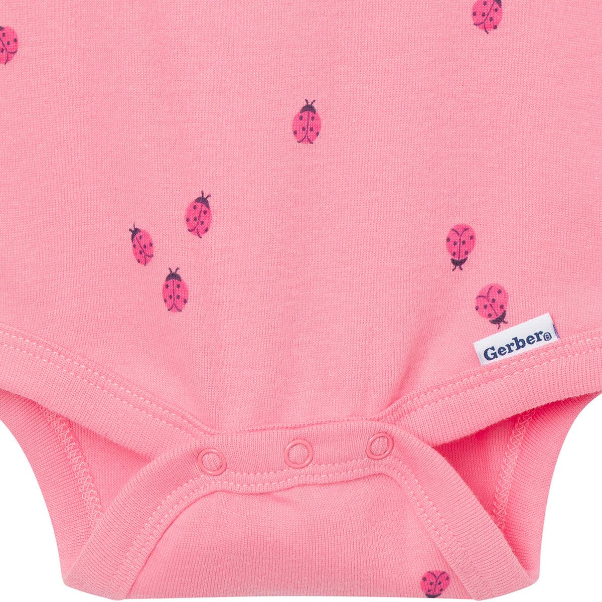 4-Pack Baby Girls Ladybug Pink Short Sleeve Bodysuits-Gerber Childrenswear Wholesale