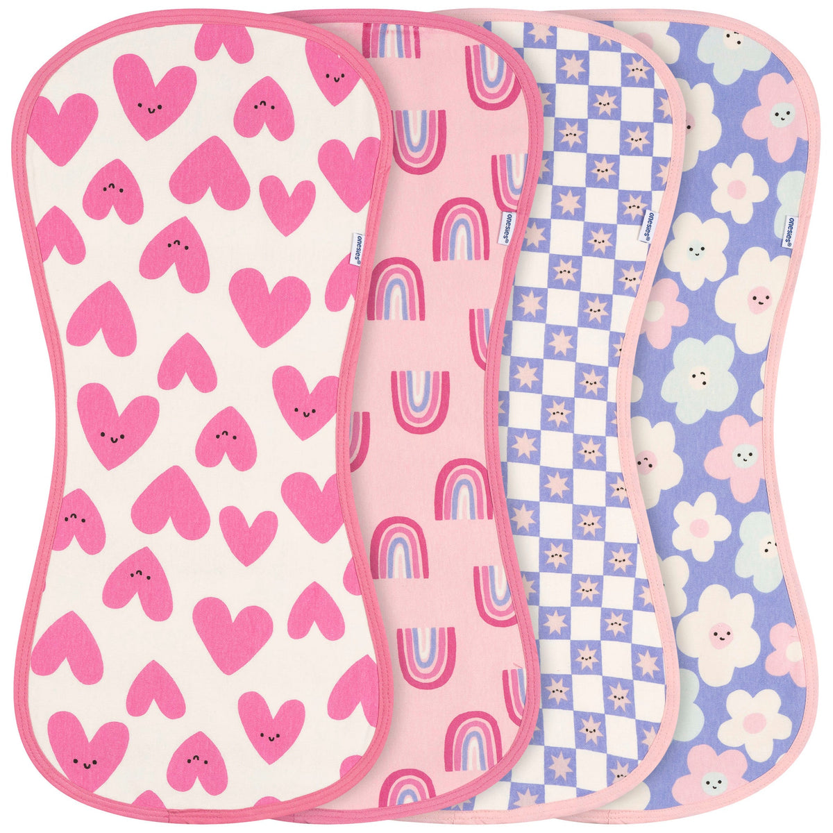 4-Piece Baby Girls Pink/Purple Burpcloth