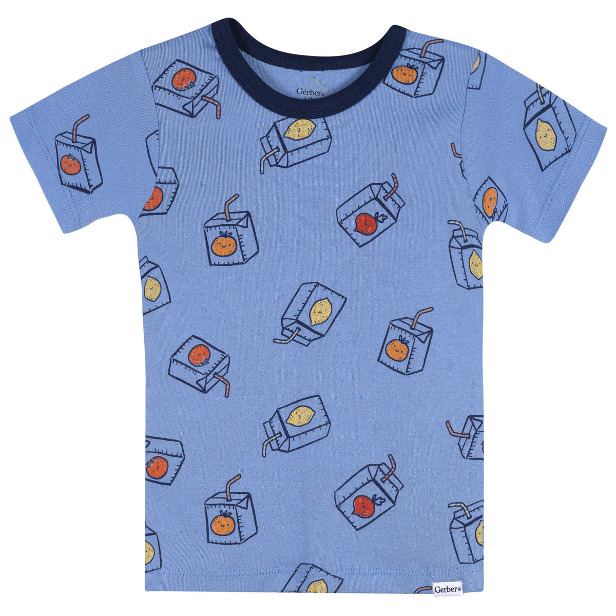 4-Piece Infant & Toddler Boys Blue Juice Box Cotton Pajama Short Set, view 2