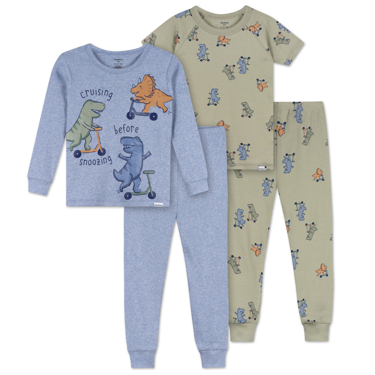 4-Piece Infant & Toddler Boys Dino Pajama Set