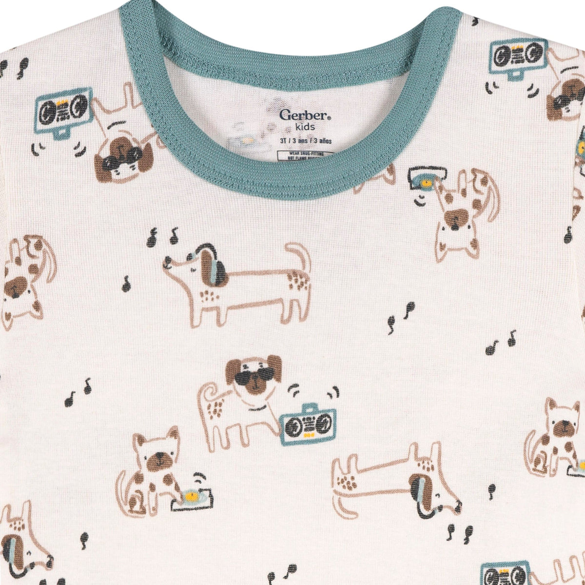 4-Piece Infant & Toddler Boys Musical Dog Cotton Pajama Short Set, view 3
