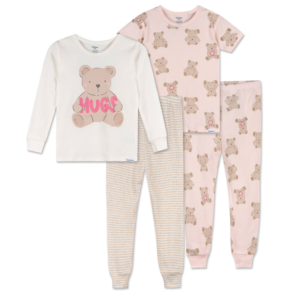 4-Piece Infant & Toddler Girls Bears Pajama Set
