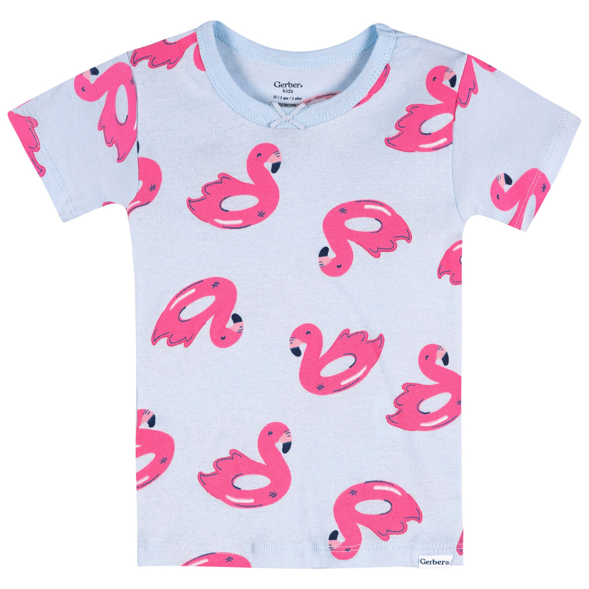4-Piece Infant & Toddler Girls Flamingo Floatie Cotton Pajama Short Set, view 2