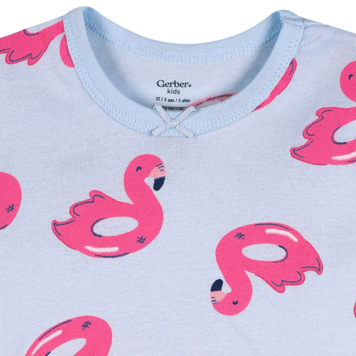 4-Piece Infant & Toddler Girls Flamingo Floatie Cotton Pajama Short Set, view 3