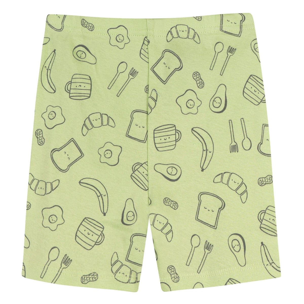 4-Piece Infant & Toddler Neutral Green Breakfast Cotton Pajamas, view 4
