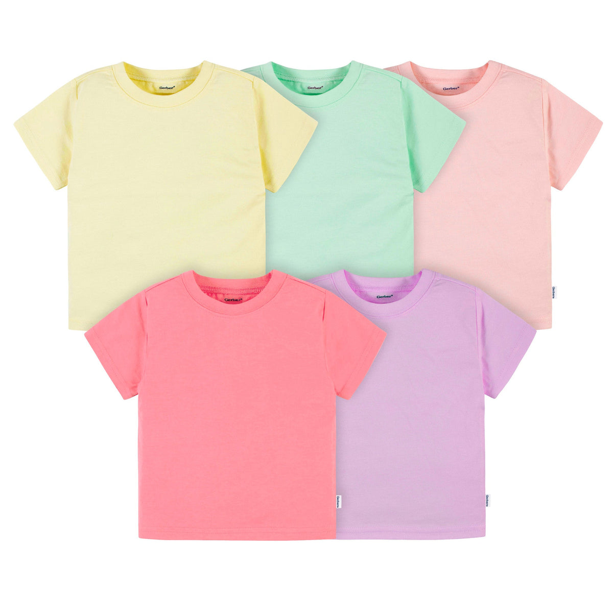 5-Pack Baby & Toddler Girls Bright Rainbow Short Sleeve T-Shirts