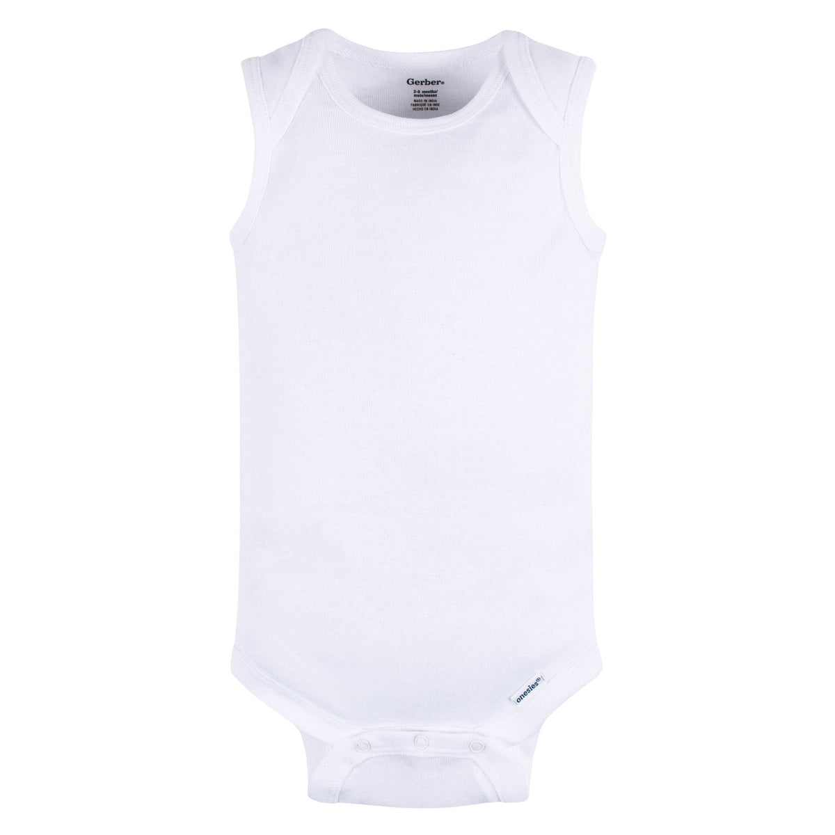 5- Baby Neutral White Sleeveless Onesies Bodysuits, view 2