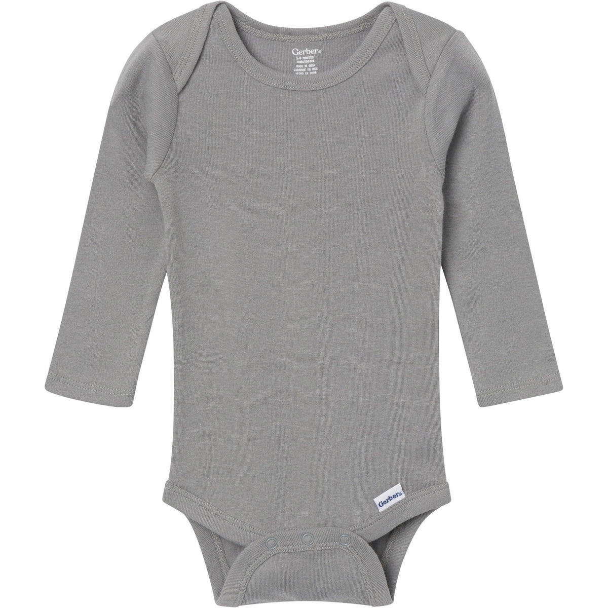 6-Pack Baby Neutral Gray, Black and Brown Long Sleeve Bodysuits-Gerber Childrenswear Wholesale