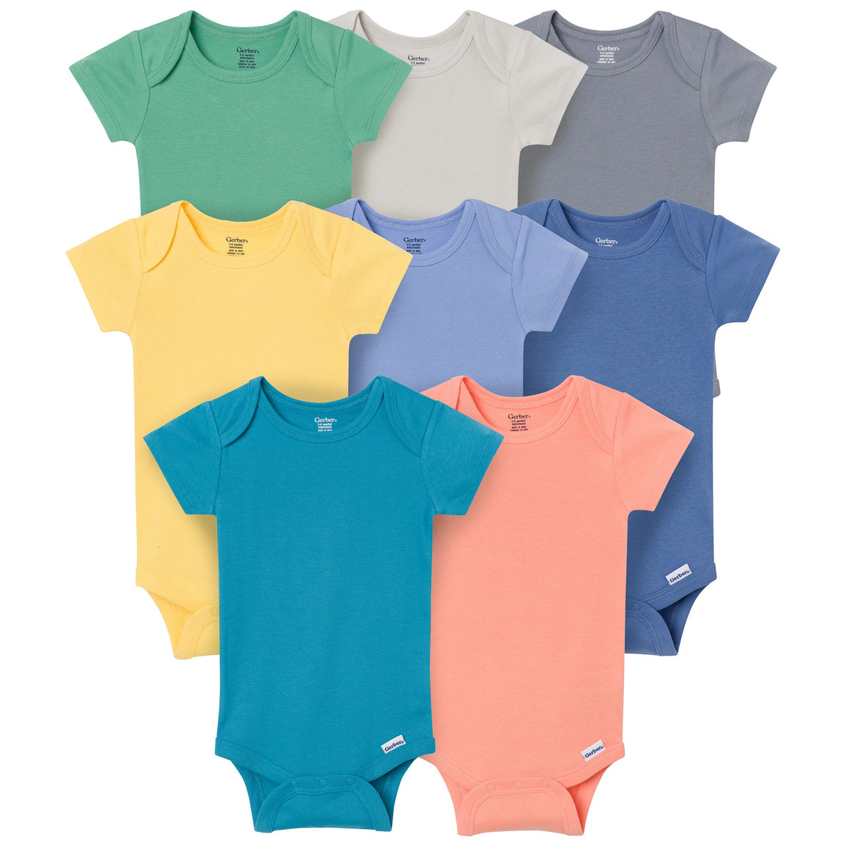 8-Pack Baby Boys Earth Rainbow Short Sleeve Bodysuits-Gerber Childrenswear Wholesale