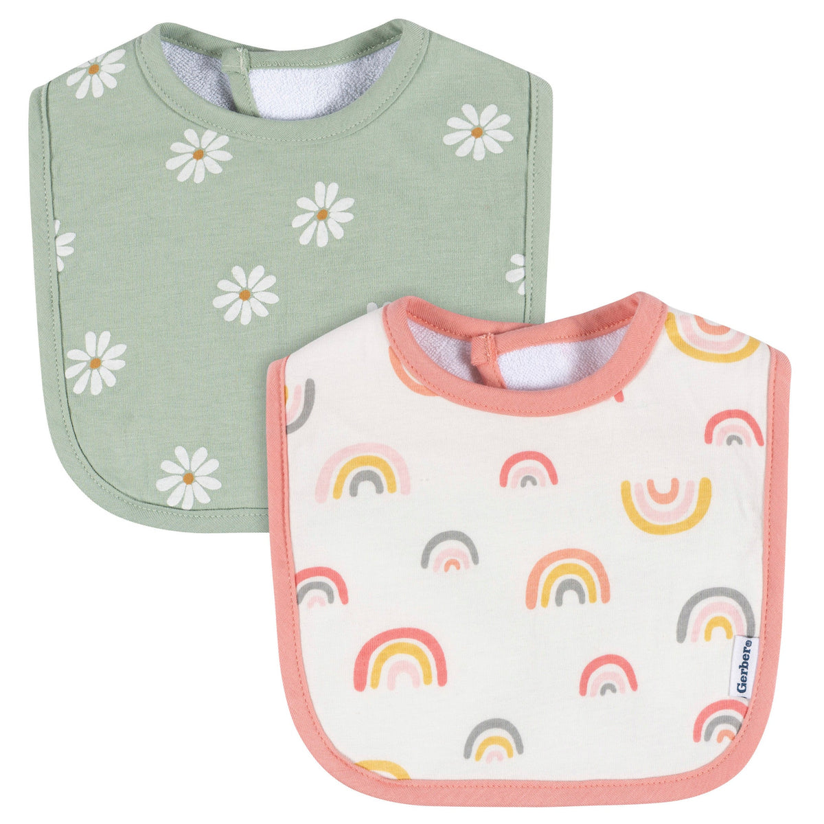 2-Pack Baby Girls Rainbow Bib