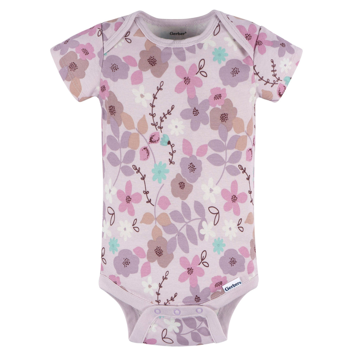 Baby Girls Purple Floral Short Sleeve Onesies Bodysuit