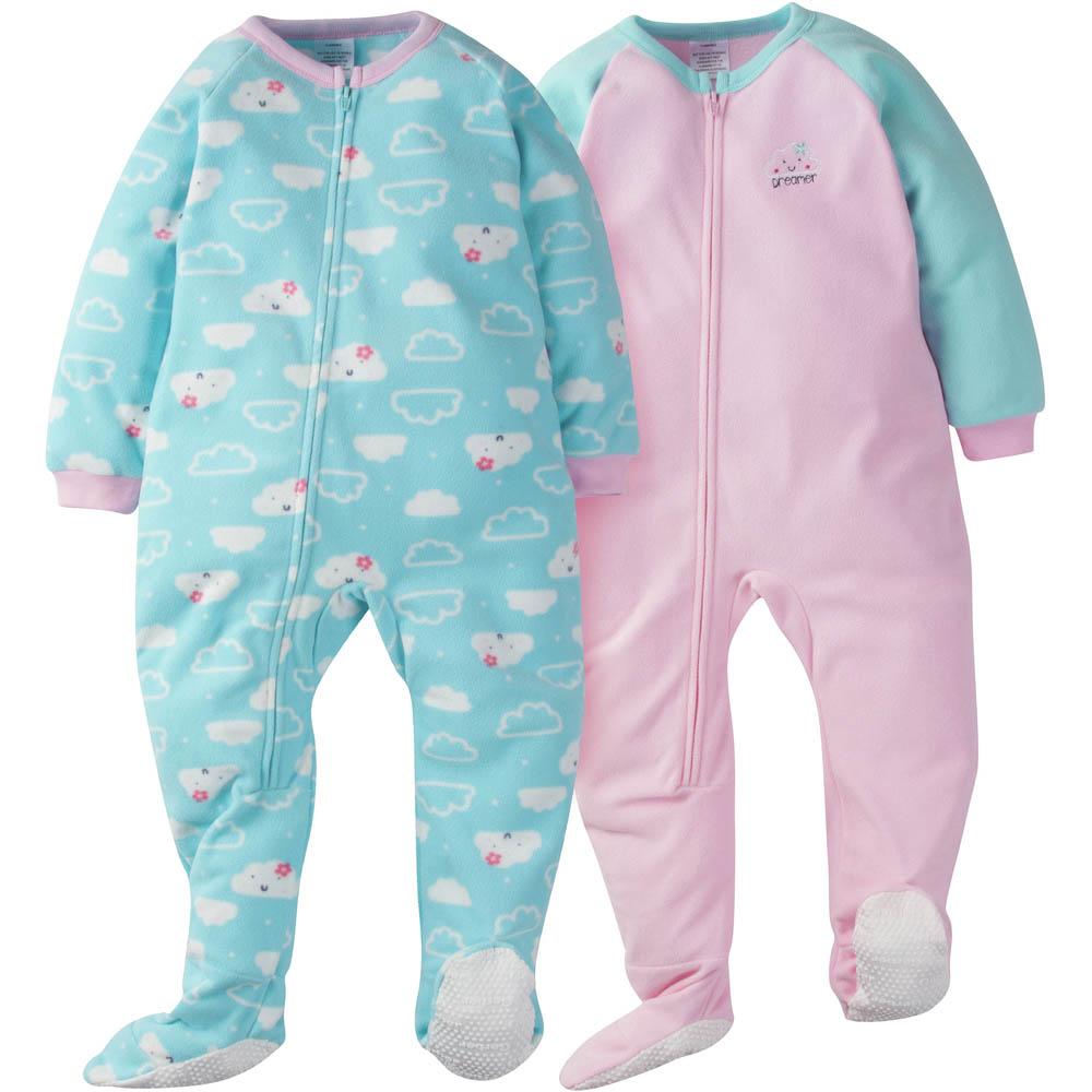 2-Pack Toddler Girl Cloud Blanket Sleepers