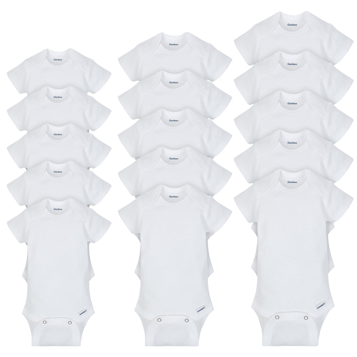 15 pack Organic Grow-With-Me White Onesies Bodysuit Set