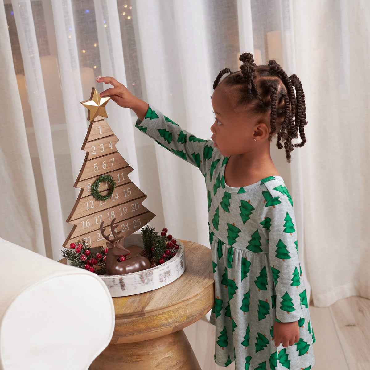 Infant & Toddler Girls Spruce Buttery Soft Viscose Made from Eucalyptus Holiday Twirl Dress, view 3