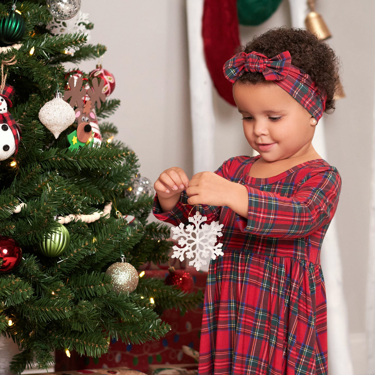 Girls Plaid About You Buttery Soft Viscose Made from Eucalyptus Holiday Headband, view 3