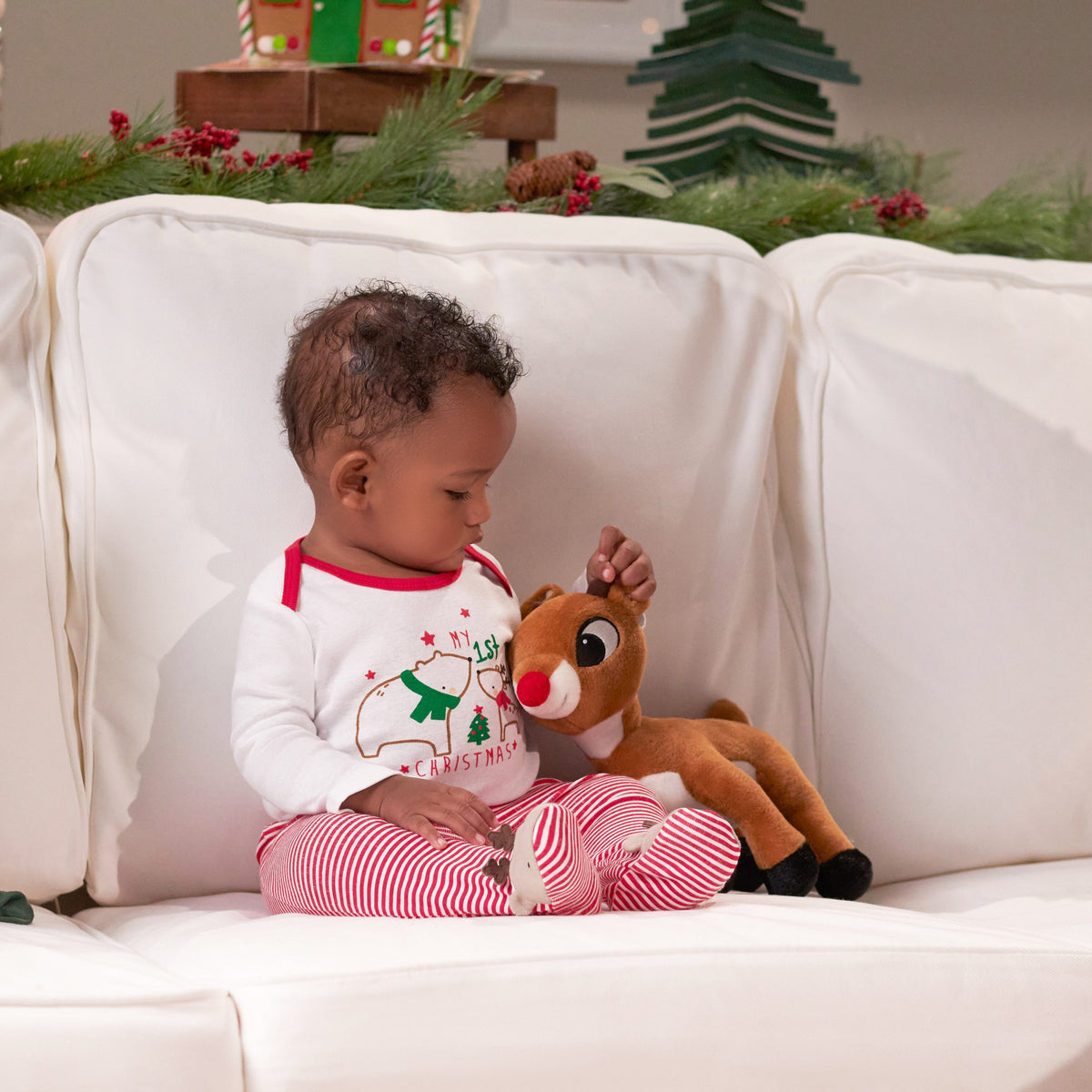 3-Piece Baby Polar Bear & Reindeer Onesies Bodysuit, Pants, & Cap Set, view 3