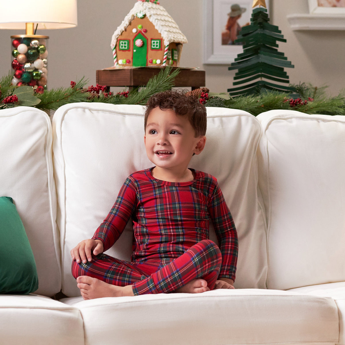 2-Piece Infant & Toddler Plaid About You Buttery Soft Viscose Made from Eucalyptus Snug Fit Holiday Pajamas, view 4
