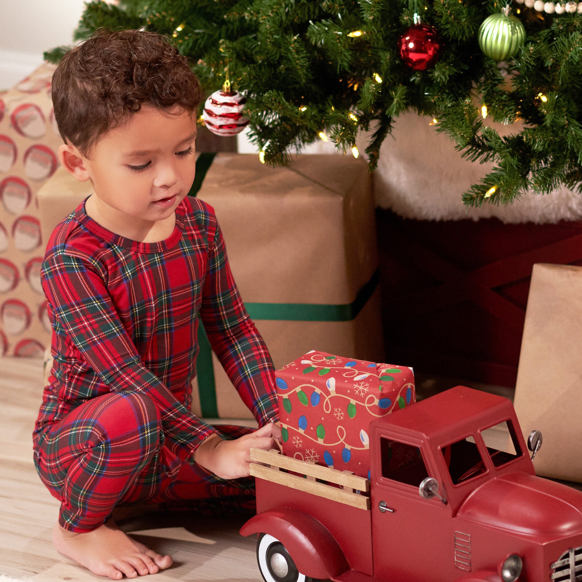 2-Piece Infant & Toddler Plaid About You Buttery Soft Viscose Made from Eucalyptus Snug Fit Holiday Pajamas, view 5