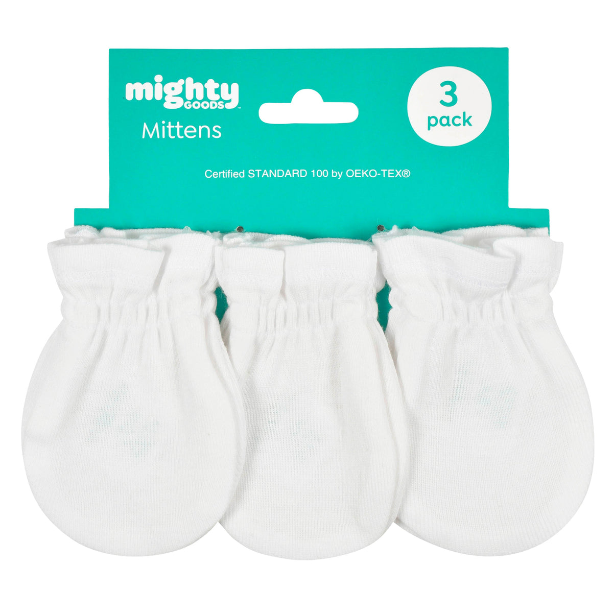 3-Pack Baby Neutral White No Scratch Mittens, additional view 1