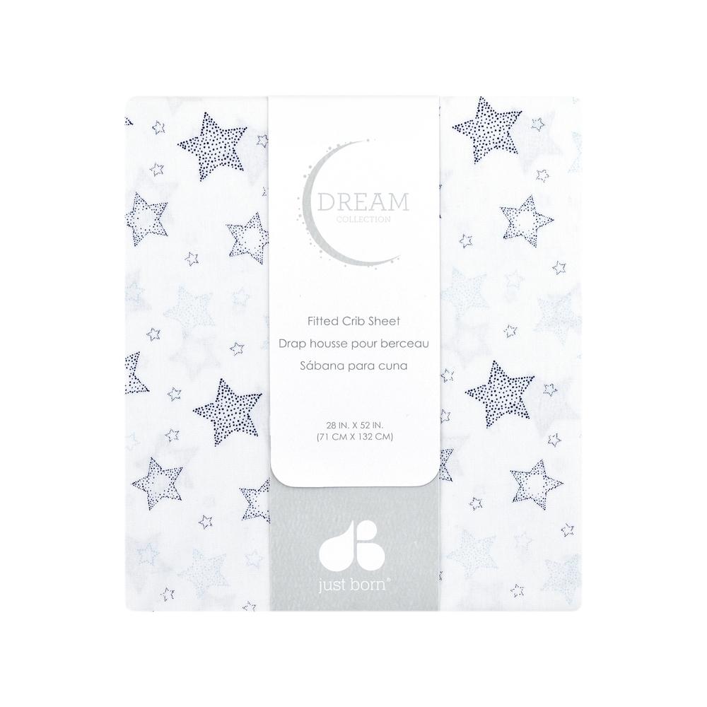 Just Born Dream Fitted Crib Sheet, Navy Stars, view 2