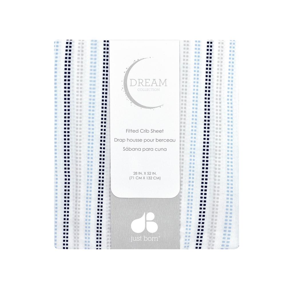 Just Born Dream Fitted Crib Sheet, Navy/Gray, view 2