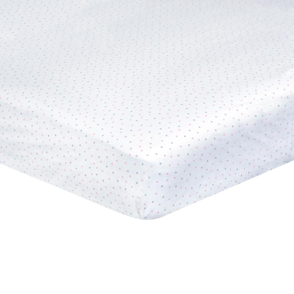 Just Born Dream Fitted Crib Sheet, Pink Dots
