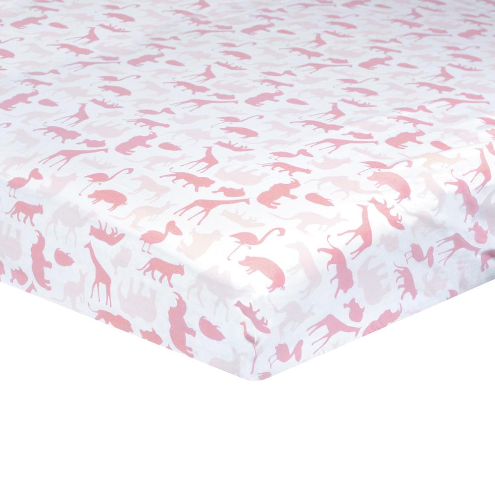 Just Born Dream Fitted Crib Sheet, Pink Jungle