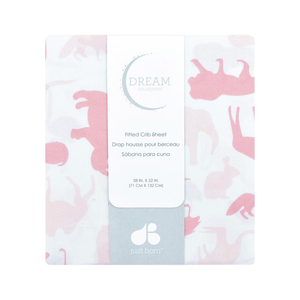 Just Born Dream Fitted Crib Sheet, Pink Jungle, view 2
