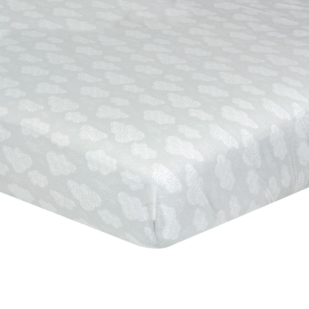 Just Born Dream Fitted Crib Sheet, Gray Clouds