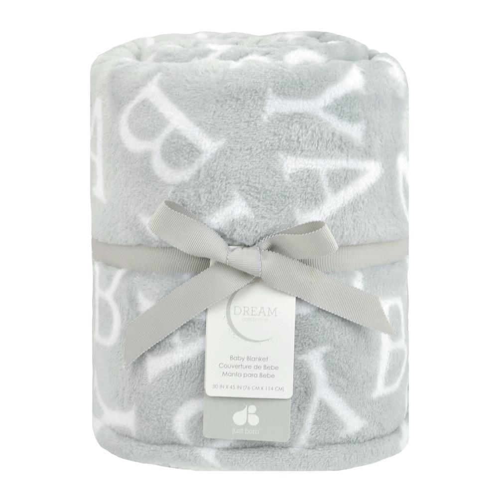 Just Born Dream "Baby" Plush Blanket, Gray, view 2