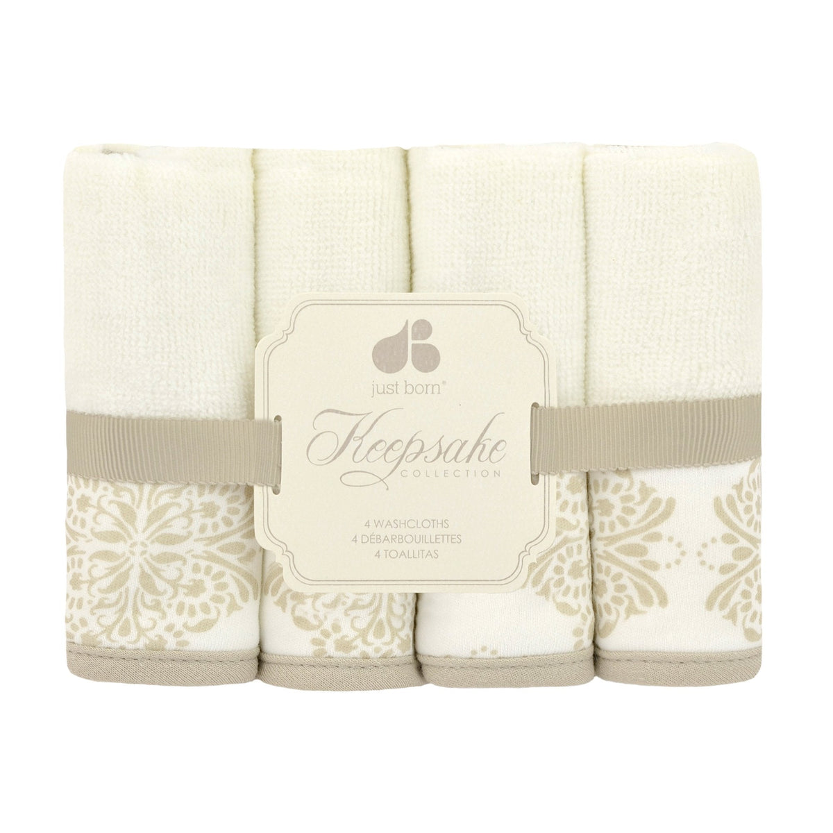 Just Born Keepsake Ivory Medallion Washcloth Set - 4 Pack, view 1
