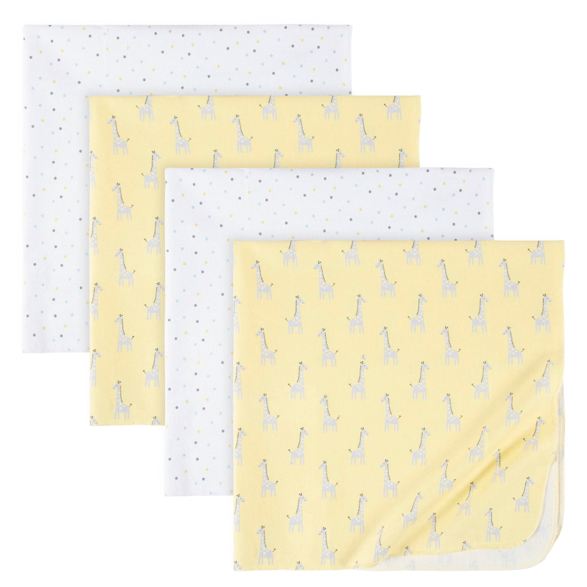 4-Pack Baby Giraffe Flannel Receiving Blankets, additional view 1