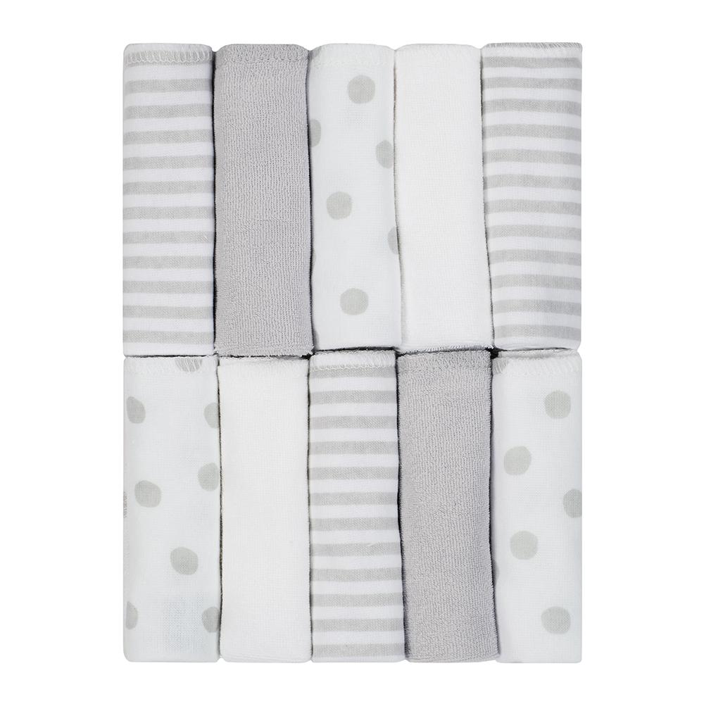 Just Born Neutral Baby 10-pack Terry Washcloths