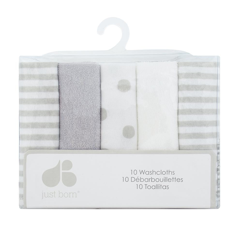 Just Born Neutral Baby 10-pack Terry Washcloths, view 2