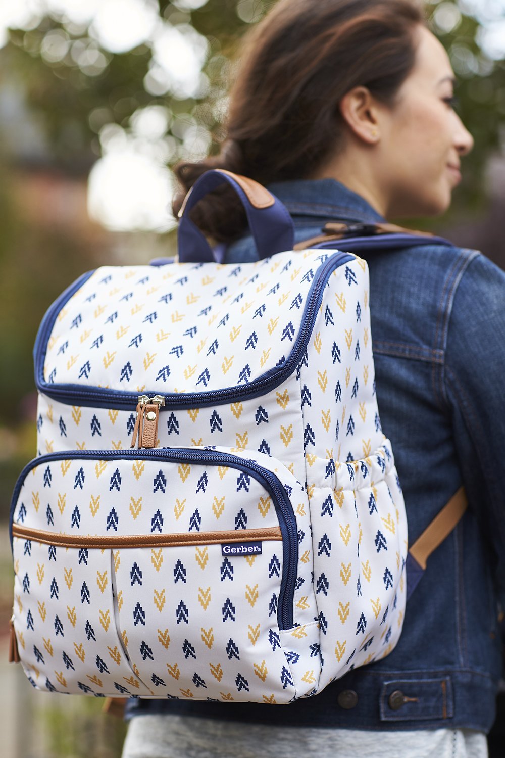 Diaper Bag Backpack in Aztec Print, view 3