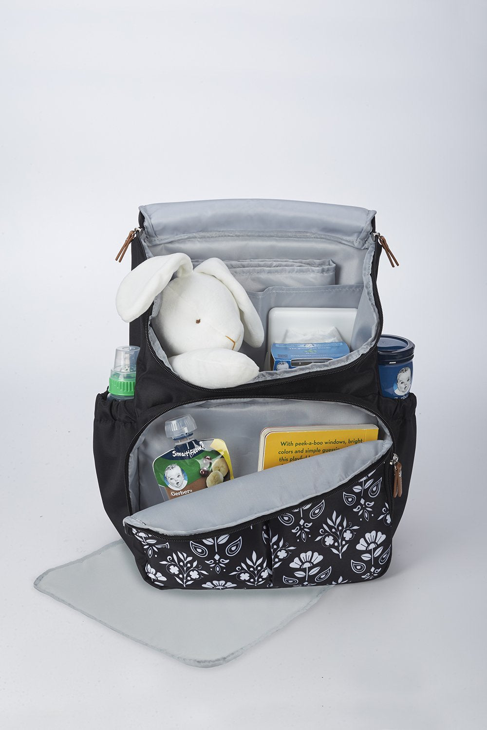 Diaper Bag Backpack in Floral Geo Print, view 4