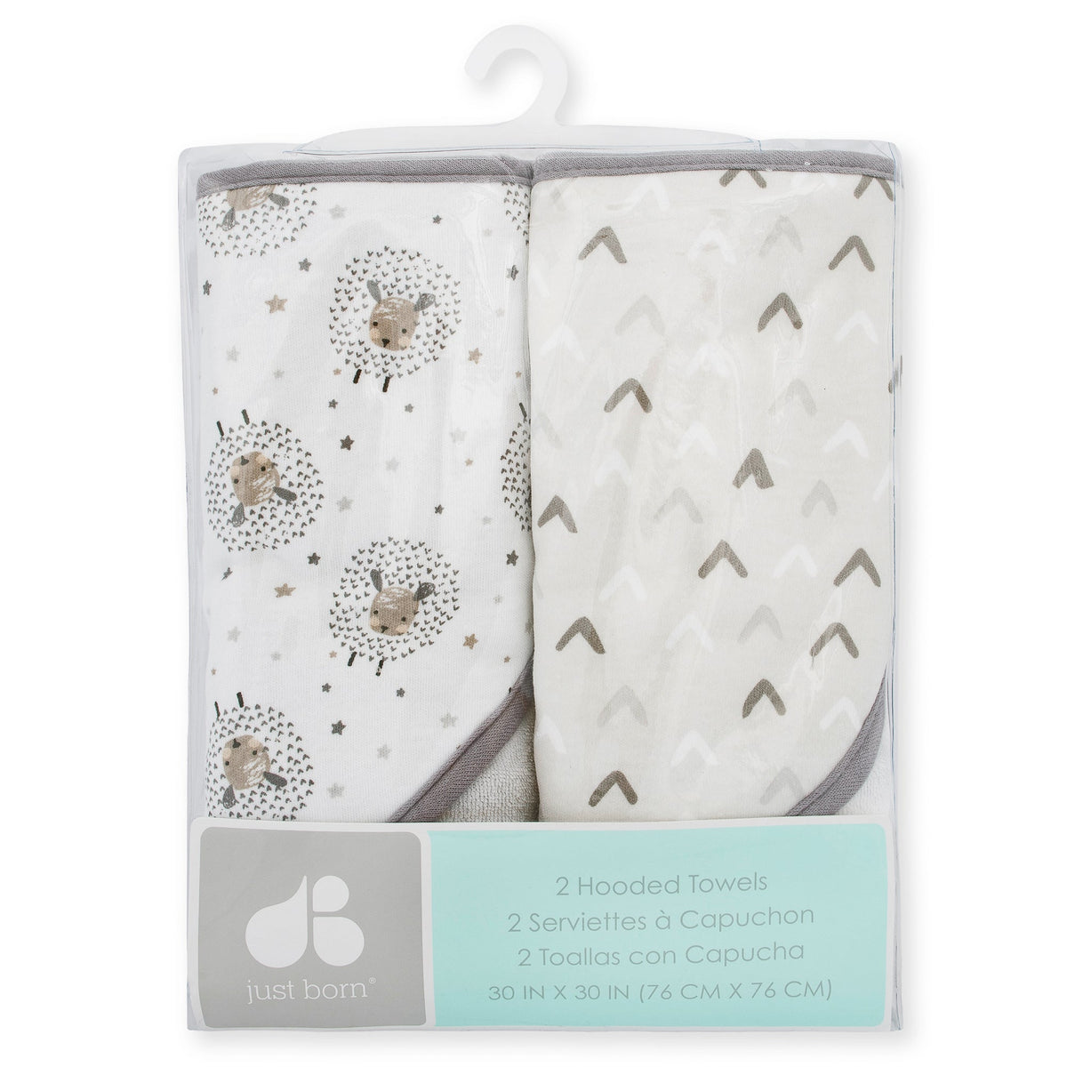 2-Pack Baby Neutral Counting Sheep Hooded Towels, additional view 1