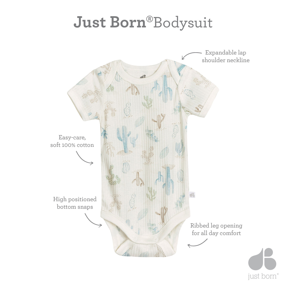 3-Pack Baby Boys Desert Cactus Short Sleeve Bodysuits-Gerber Childrenswear Wholesale