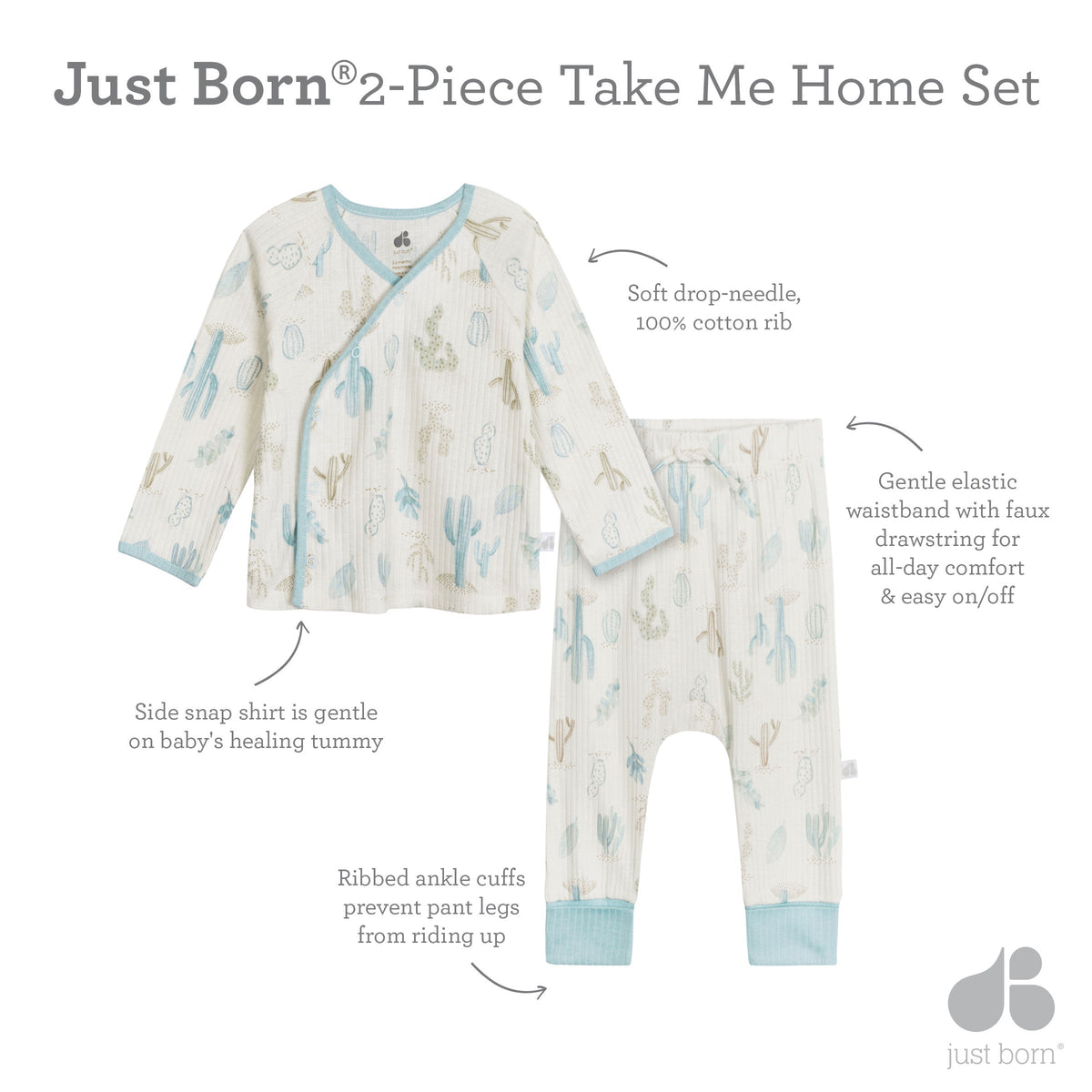 2-Piece Baby Boys Desert Cactus Take Me Home Set-Gerber Childrenswear Wholesale