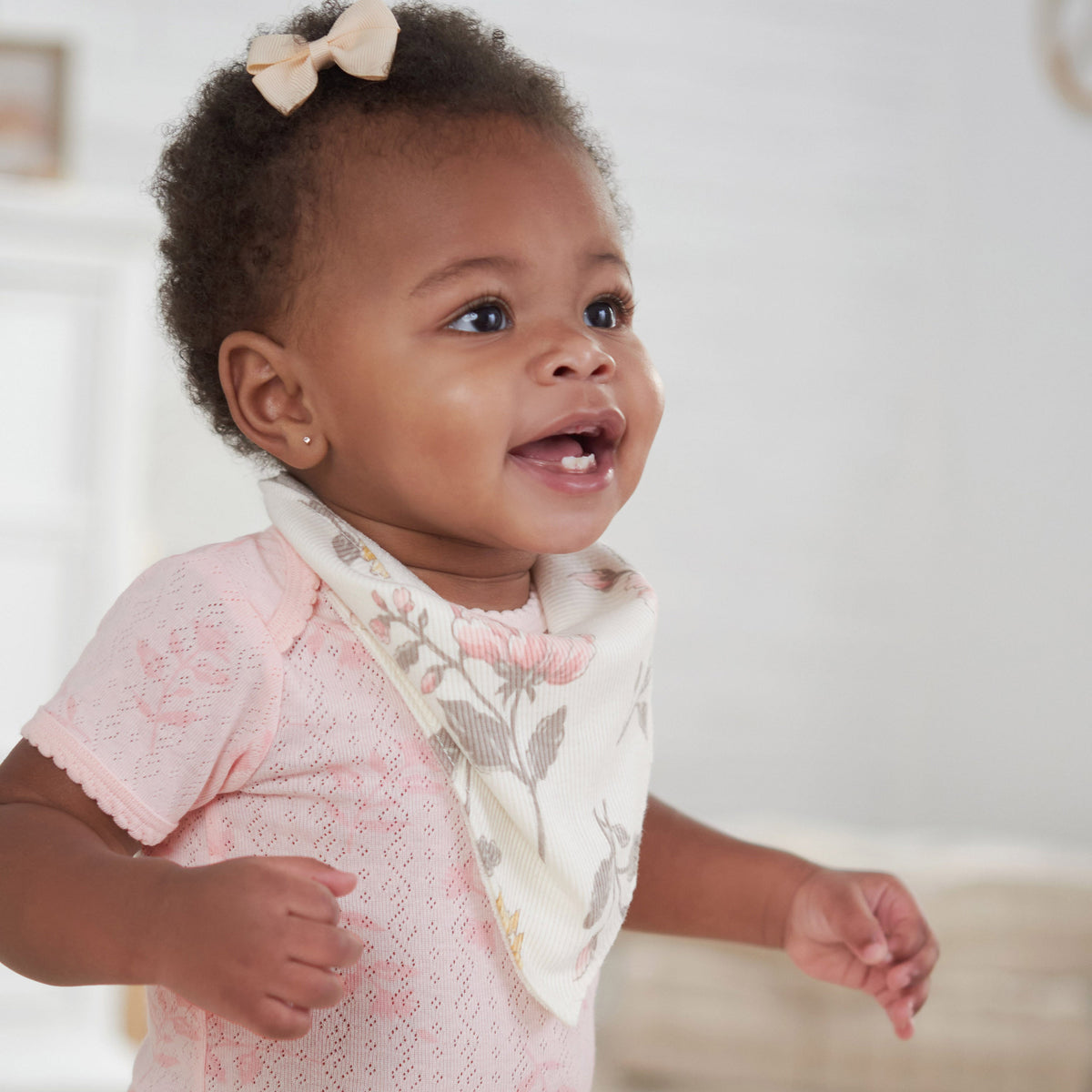 3-Pack Baby Girls Vintage Floral Bandana Bibs, lifestyle photo 3